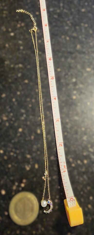 925 Ayar Gümüş Gold İncili Ay-yıldız Kolye