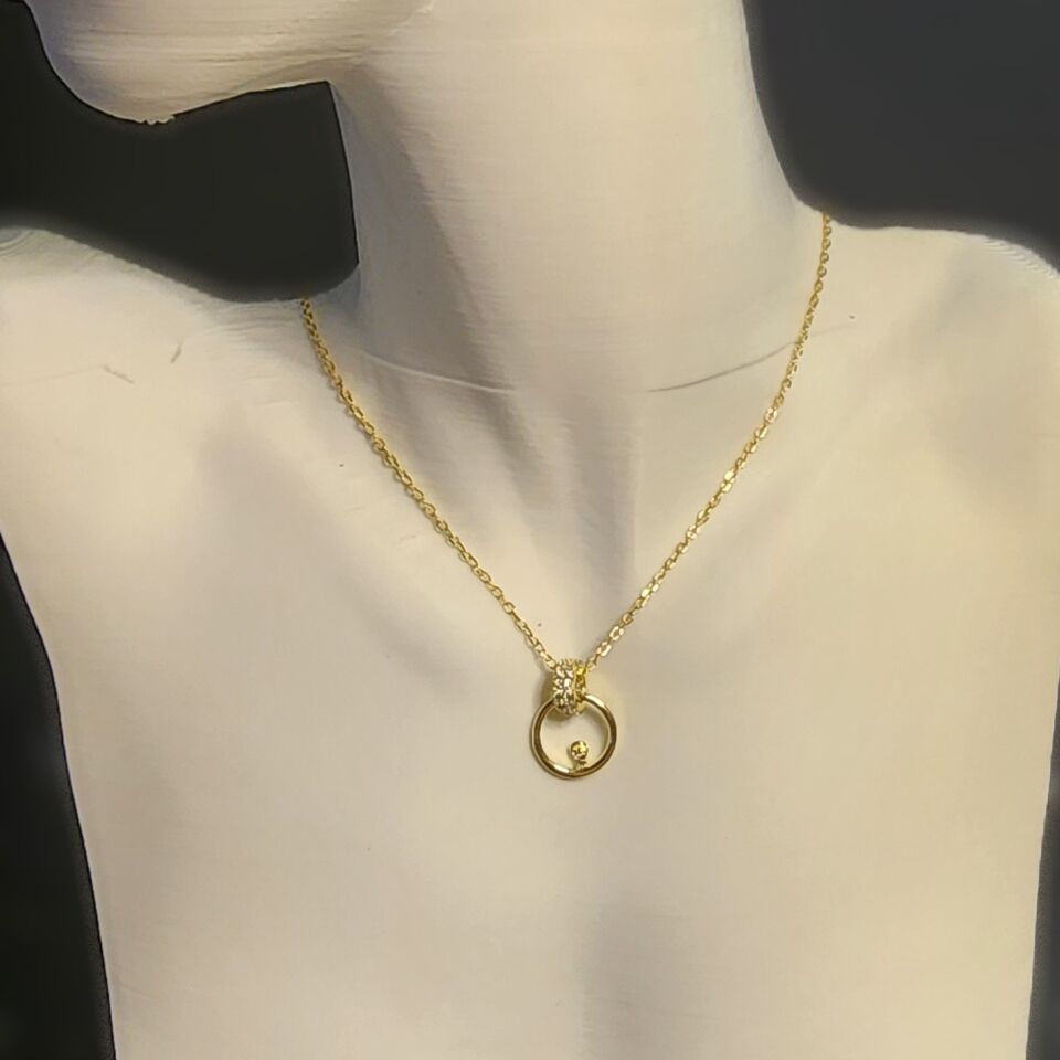 925 Ayar Gümüş Halka Gold Kolye