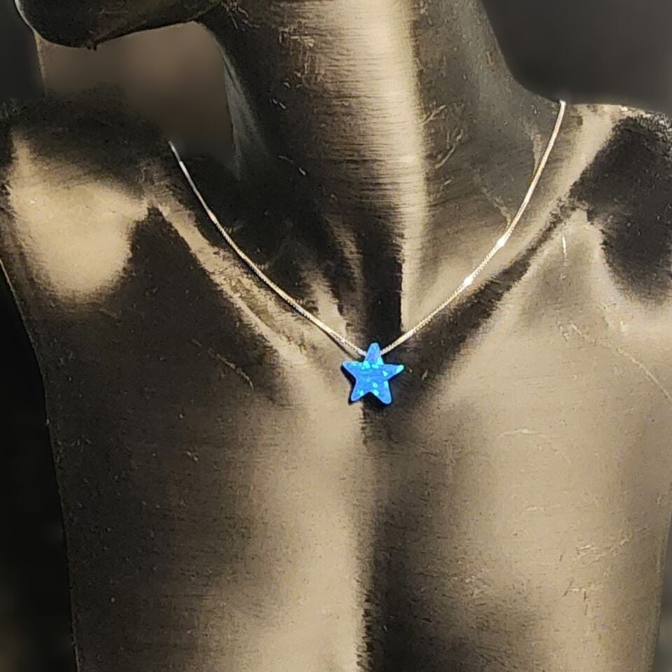 925 Ayar Gümüş  Opal Yıldız Kolye