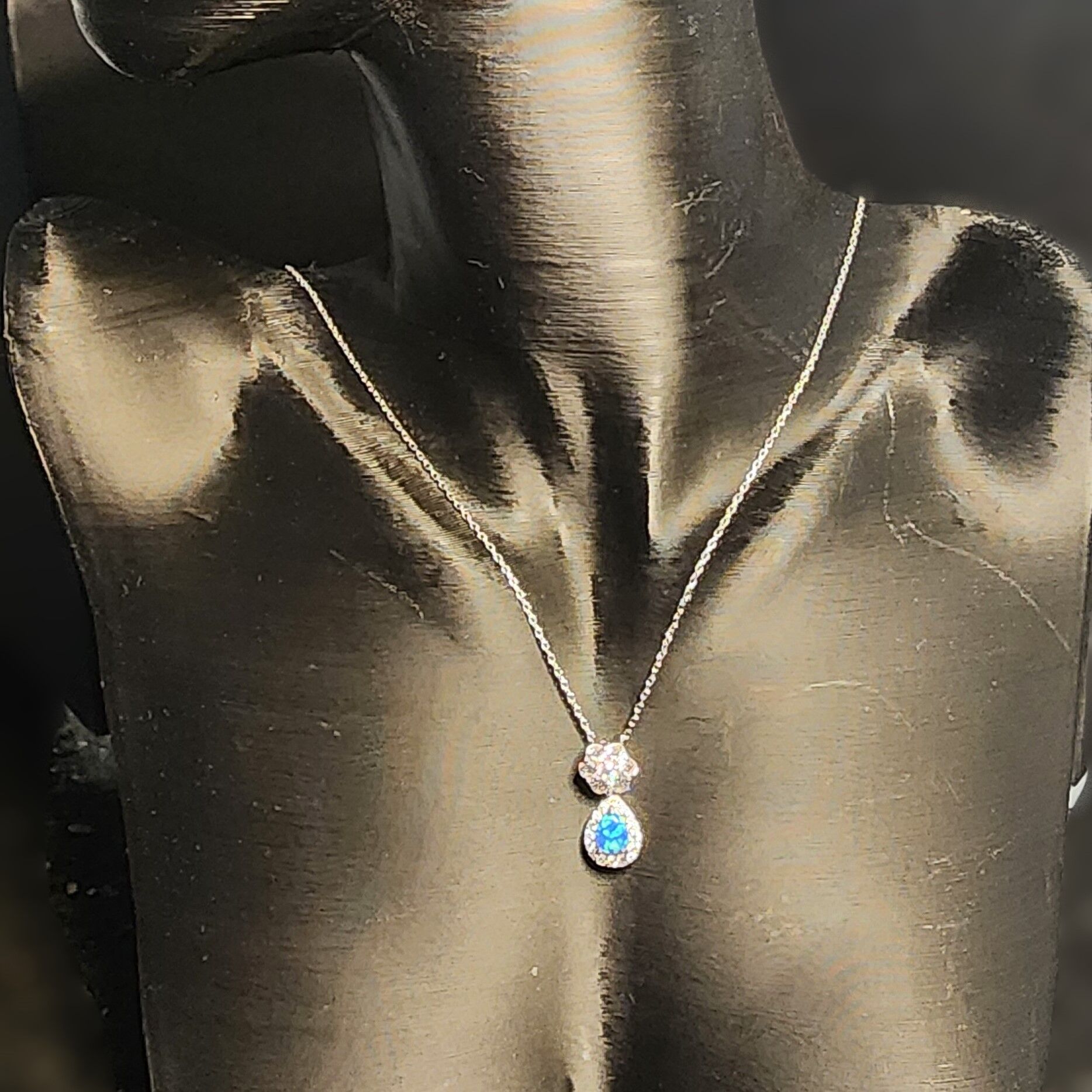 925 Ayar Gümüş Mavi Damla Kolye