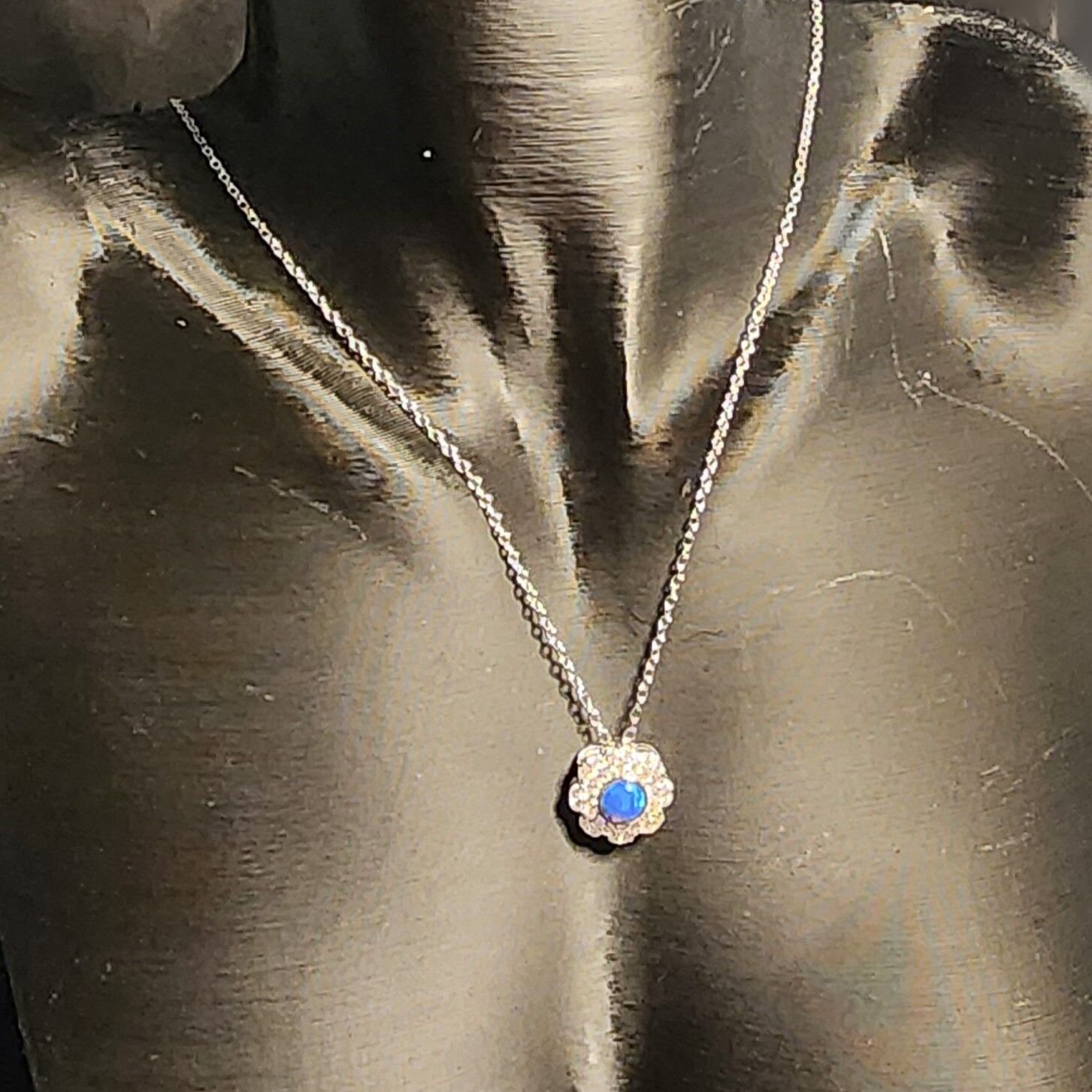 925 Ayar Gümüş Mavi Papatya Kolye