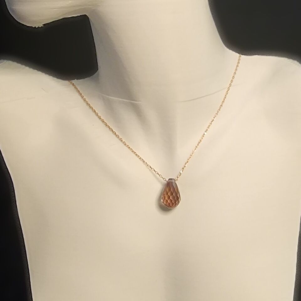 925 Ayar Gümüş Rose Sultanit Damla Küçük Taş Kolye