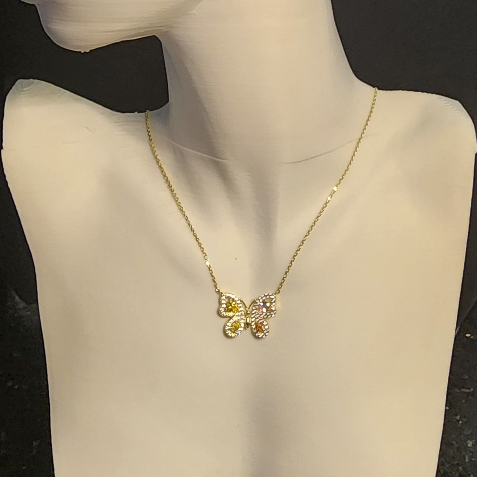 925 Ayar Gümüş Gold Kelebek Kolye