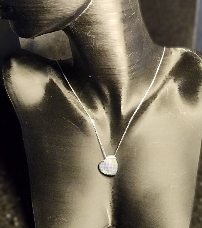 925 Ayar Gümüş Cam Kalp Kolye