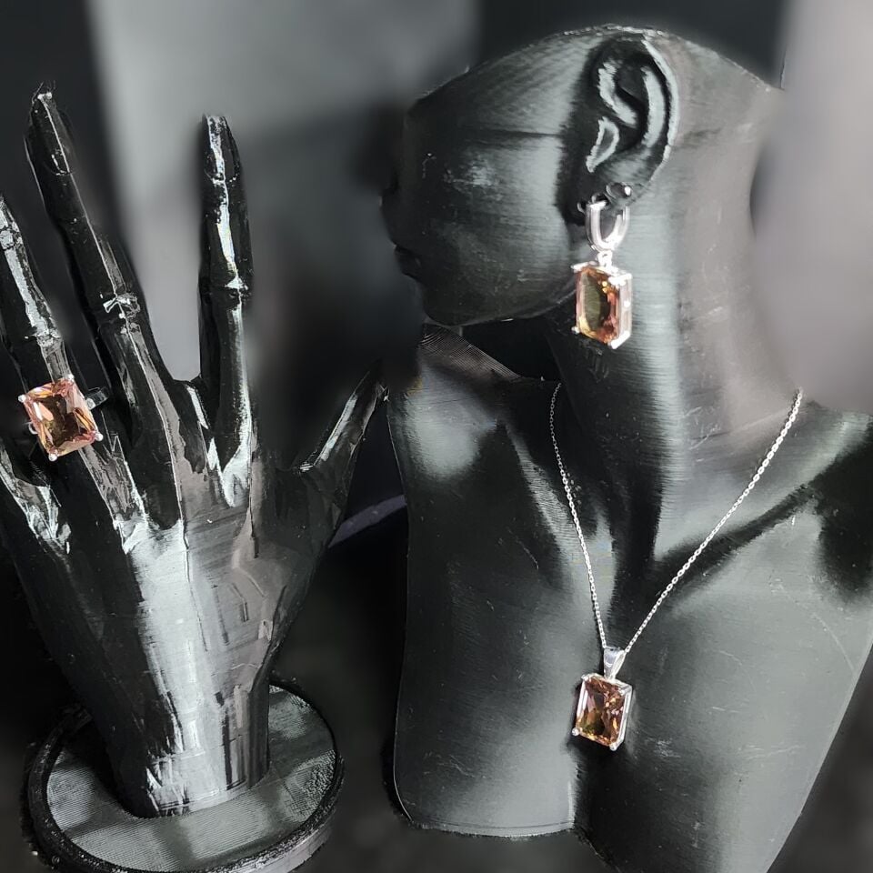 925 Ayar Gümüş Kare Sultanit Set