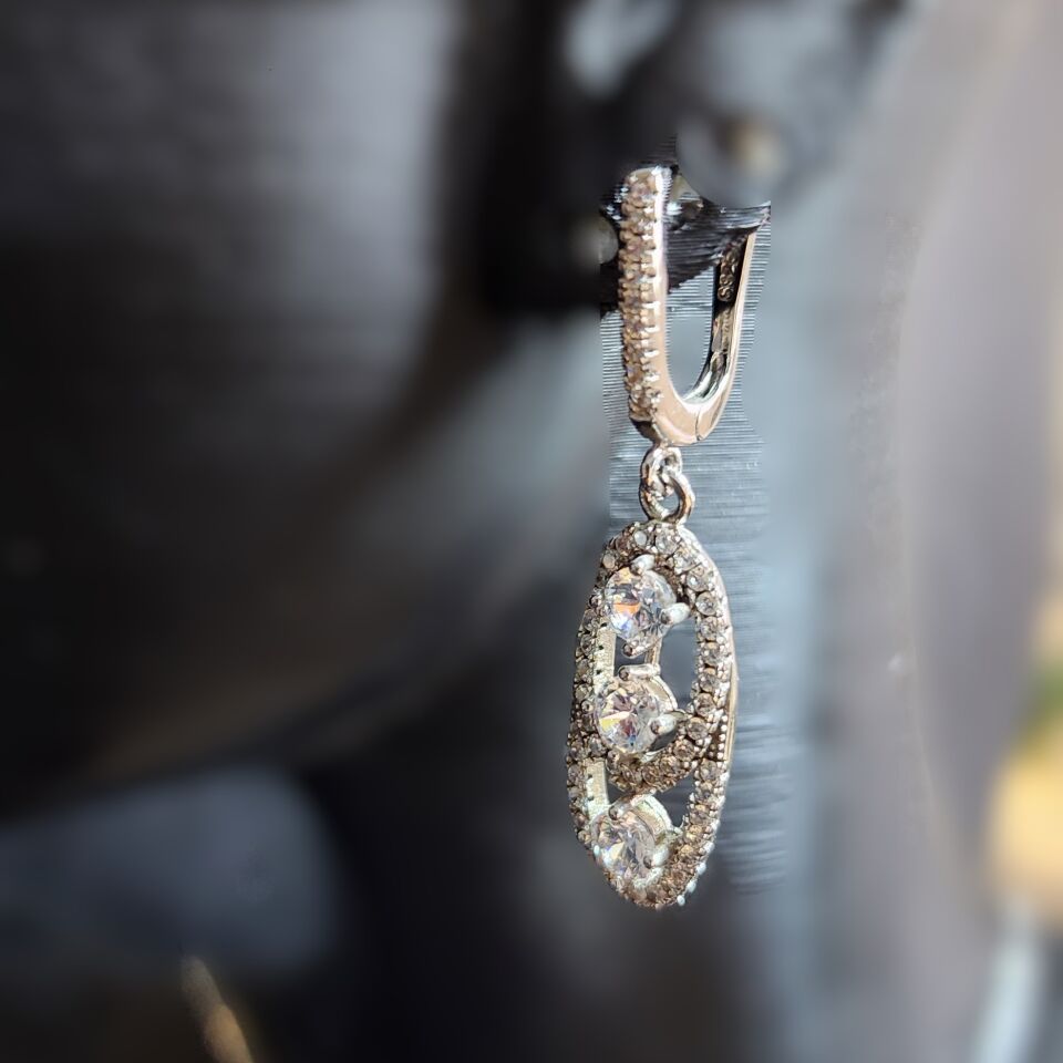 925 Ayar Gümüş Oval İçinde 3 taş Set