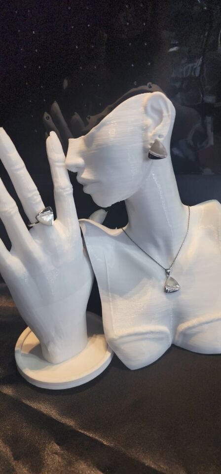 925 Ayar Gümüş Sedefli Üçgen Set