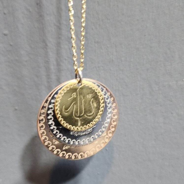 925 Ayar Gümüş 3 Renk Gümüş plakadan Tuğra Kolye