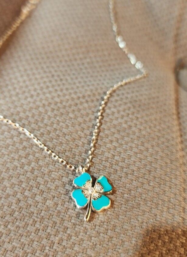 925 Ayar Gümüş Mavi Yonca Kolye