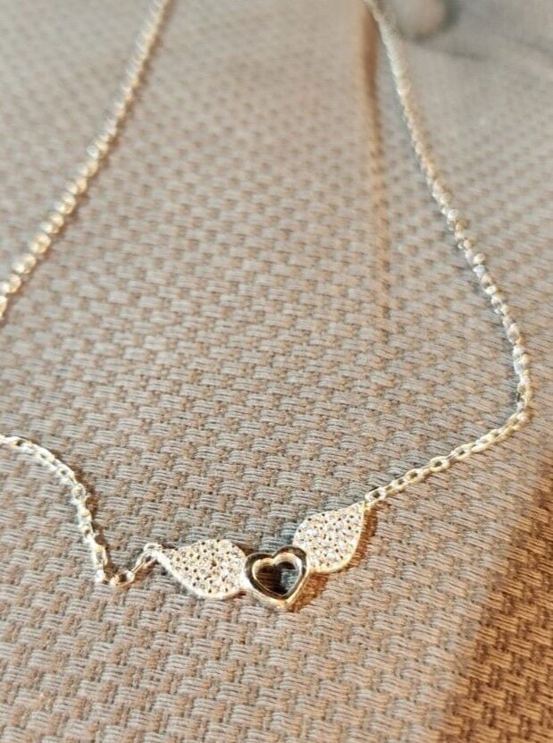 925 Ayar Gümüş Kanatlı Kalp Kolye