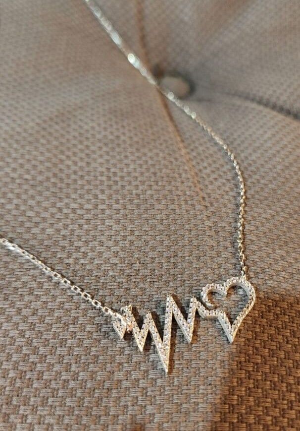 925 Ayar Gümüş Kalp Atışım Kolye