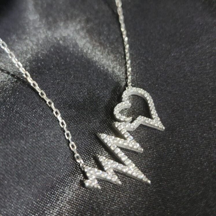 925 Ayar Gümüş Kalp Atışım Kolye