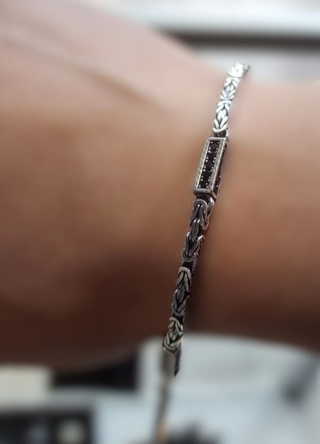 925 Ayar Gümüş Erkek Kral Zincir ve Blok Bileklik