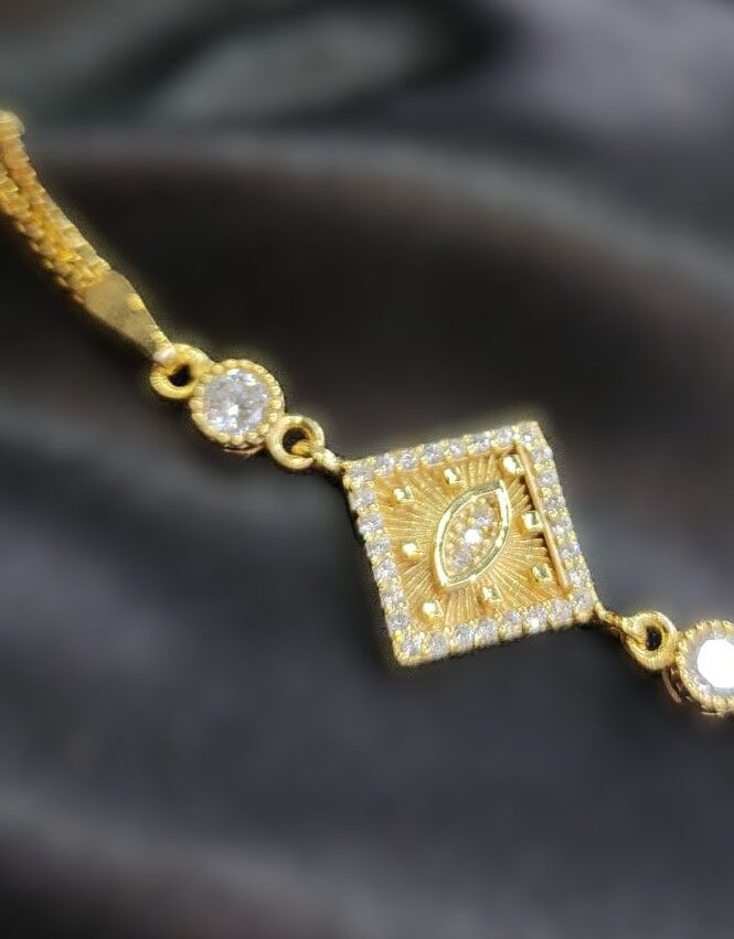 925 Ayar Gümüş Gold Baklava Model Bileklik