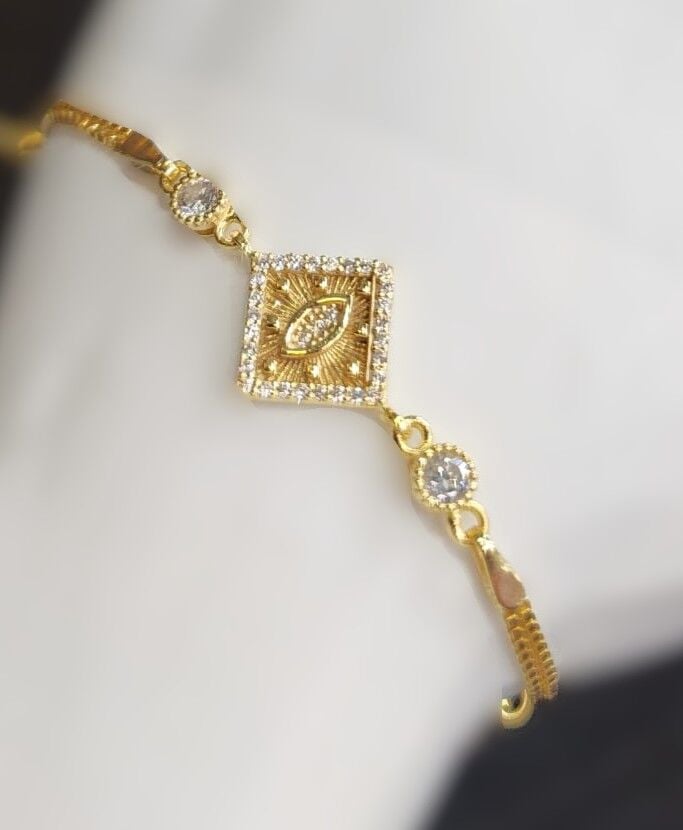 925 Ayar Gümüş Gold Baklava Model Bileklik