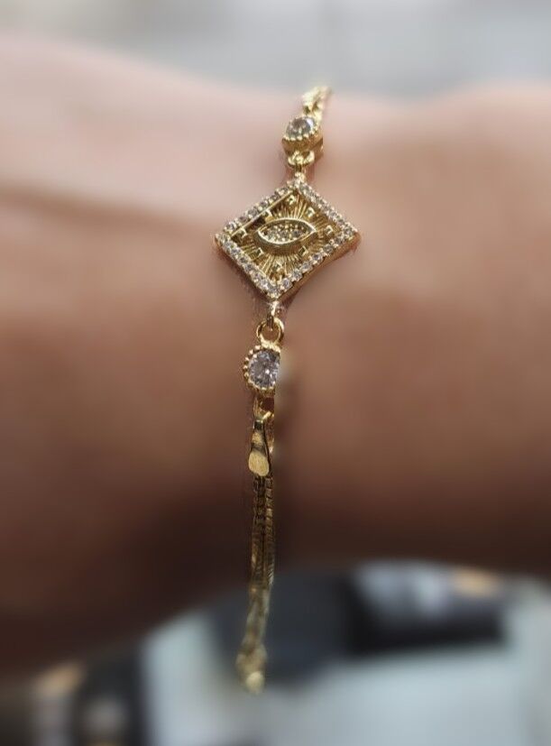 925 Ayar Gümüş Gold Baklava Model Bileklik