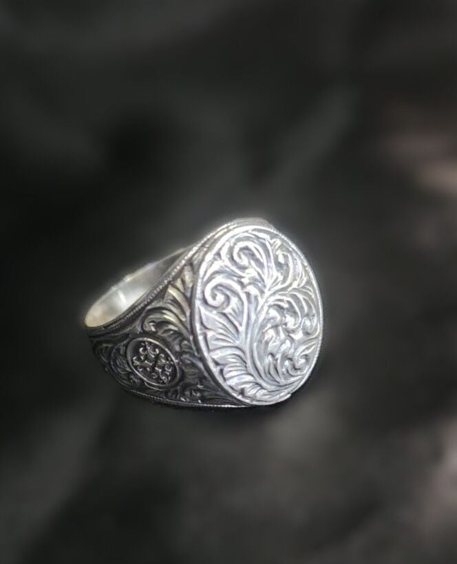 925 Ayar Gümüş Motifli Erkek Yüzük