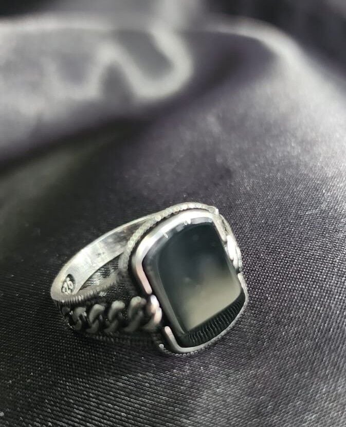 925 Ayar Gümüş Oniks Taşlı Erkek Yüzük