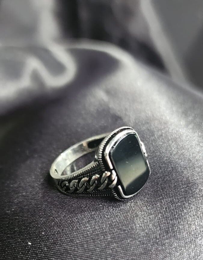 925 Ayar Gümüş Oniks Taşlı Erkek Yüzük