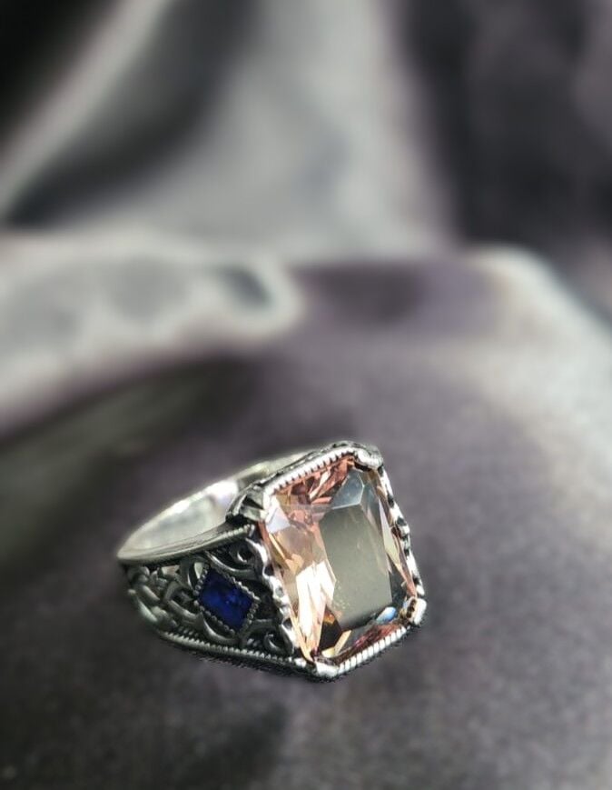 925 Ayar Gümüş Zultanit Taşlı Erkek Yüzük